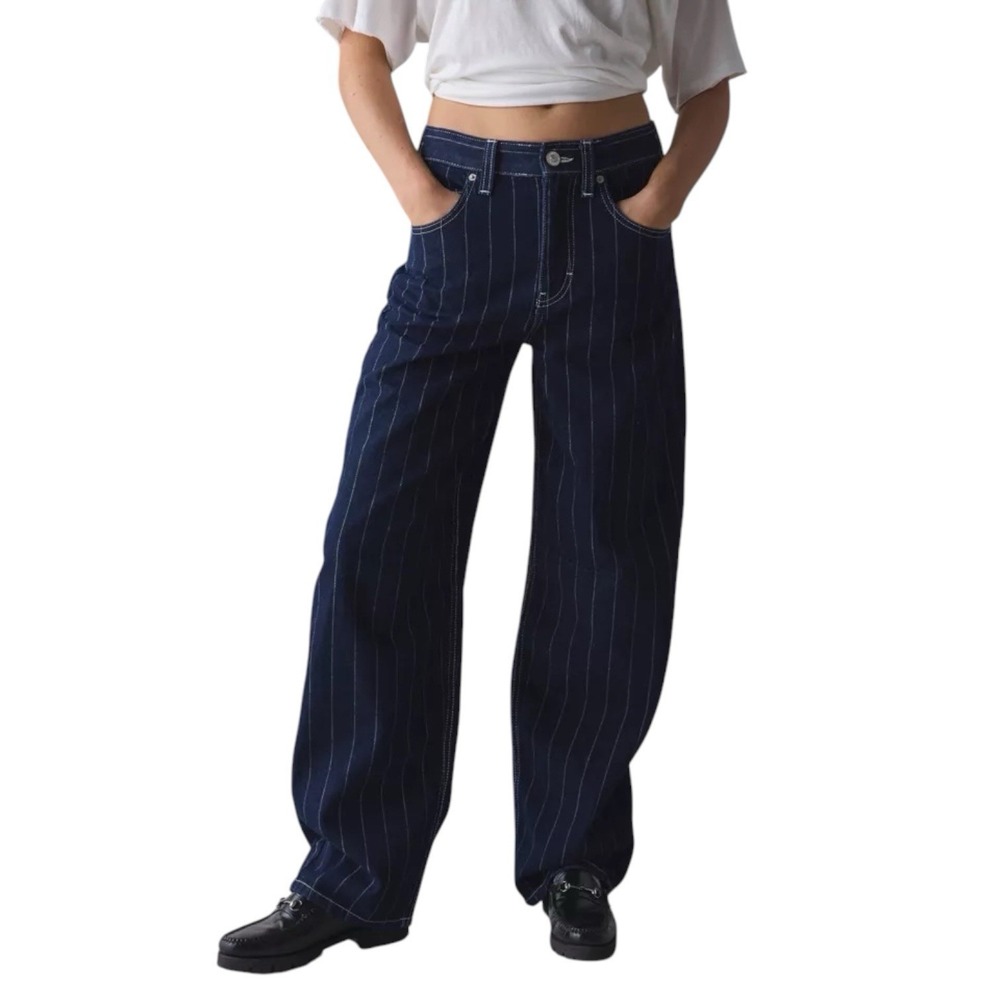 NWT BDG Urban Outfitters Womens 34W Logan Boyfriend Baggy Barrel Jeans Striped